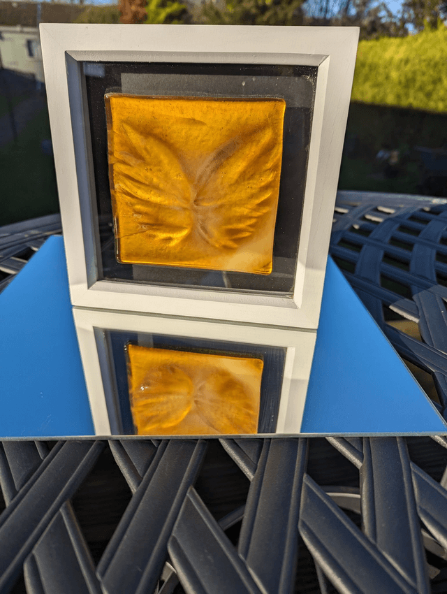 Amber wings in white frame
